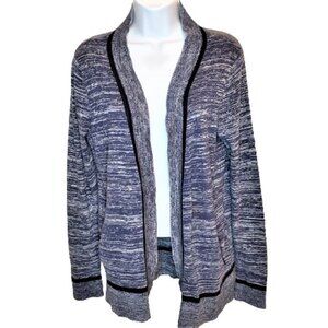 Skies Are Blue Open Front Cardigan Medium Blue Marled Space Dye Knit Pockets